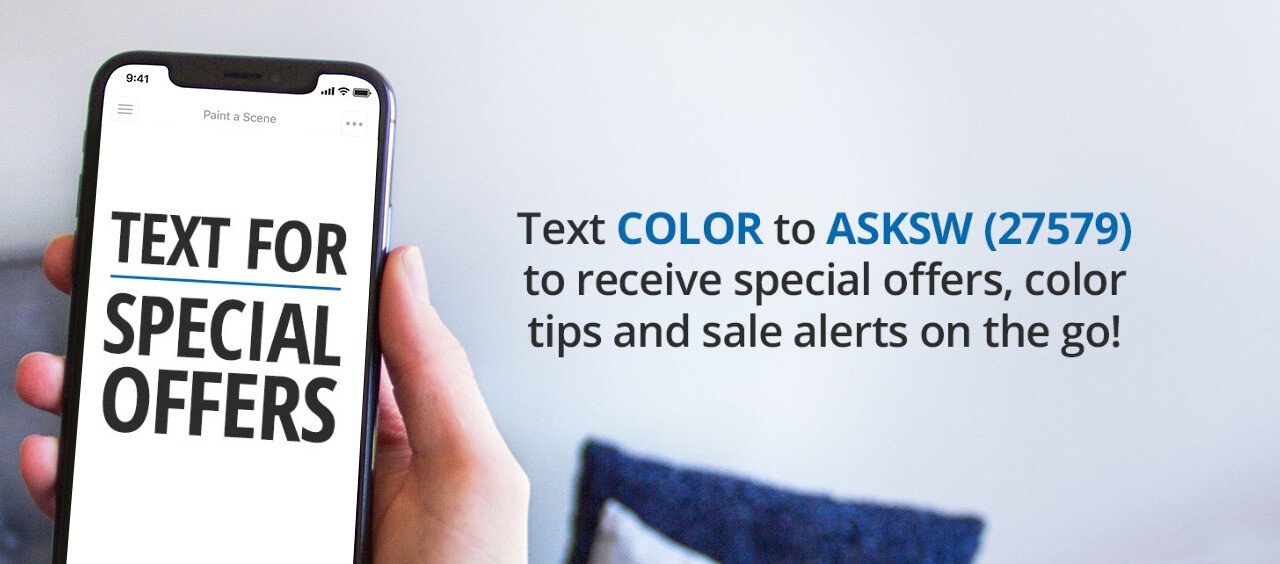A phone with a text code to sign up for mobile alerts, tips, and exclusives.